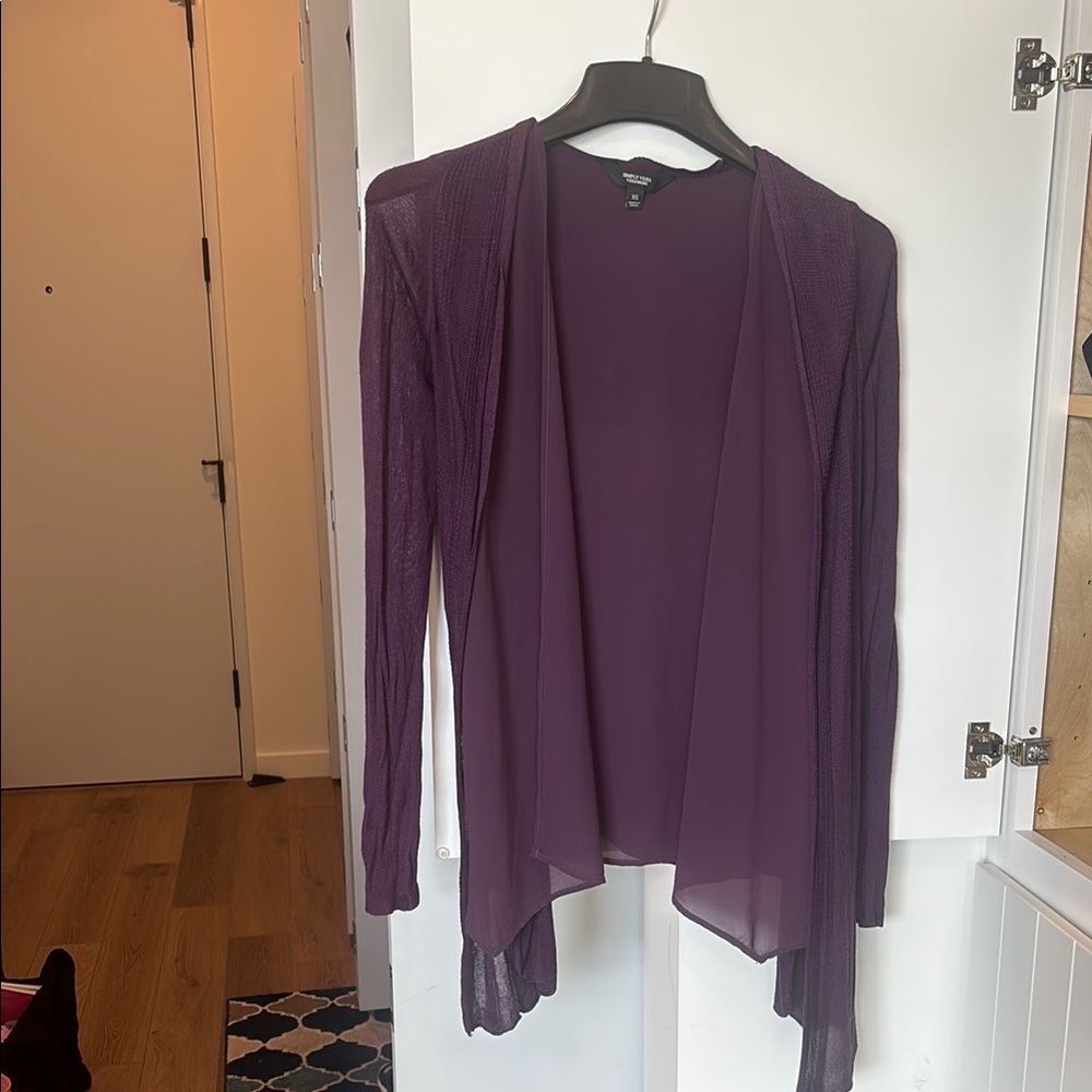 Purple Sheer Open Cardigan